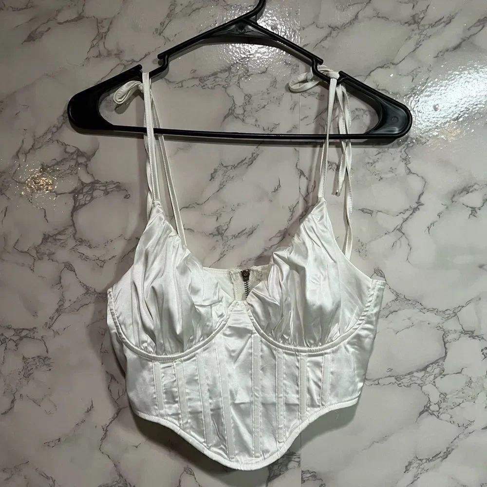 Missguided Sayin White Corset Top Size 4
